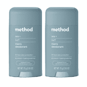 Method Men Aluminum Free Deodorant, Sea + Surf, 2.65oz. (2 Pack)
