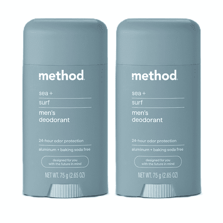 Method Men Aluminum Free Deodorant, Sea + Surf, 2.65oz. (2 Pack)