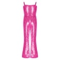 thumbnail image 2 of DPOIS Kids Girls Shiny Sequins Bell Bottoms Dance Jumpsuit for Music Festival Performance Hot Pink 8, 2 of 5