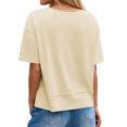 thumbnail image 5 of Short Sleeve Solid Color Summer Women V Neck Casual Flowy Tee Shirt, 5 of 7
