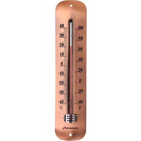 TERMOFLY Termómetro meteorológico interior/exterior de acero premium de 12 pulgadas, impermeable, decorativo