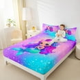 thumbnail image 4 of jejeloiu Cartoon Mermaid Twin Sheet Sets,Magic Ocean Animal Twin Fitted Sheet,Galaxy Starry Night Flat Sheet For Girls Kids,Super Cozy Room Decor,3pcs, 4 of 7