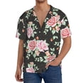thumbnail image 3 of Xecao offers the Rose Flowers for Men's Casual Short-sleeved Shirt, a button-up collared shirt with a pocket, perfect for beach vacations and yacht travel in the 3X-Large size., 3 of 7