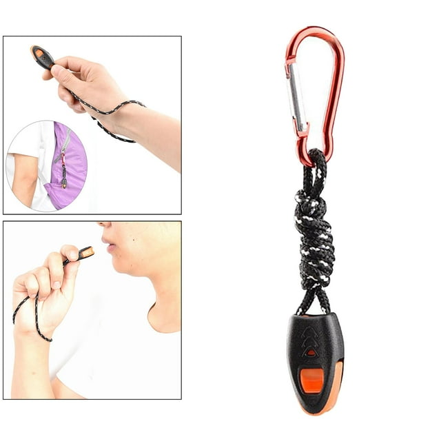 Silbato de Emergencia Cola Doble Tubo para Supervivencia al Aire Libre Con Mosquetón