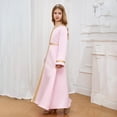 thumbnail image 4 of Staki Abayas for Girls Kids Girls Ramadan Muslim Lace Trim Maxi Dress with Belt Prayer Arabic Kaftan Dubai Islamic Eid Dresses 2T 3T 4T Pink,6-7 Years, 4 of 7