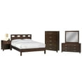 thumbnail image 1 of Ranshaw 5PC E King Platform Bed, Nightstand, Dresser, Mirror & Chest Set in Mocha Brown Mahogany, 1 of 6