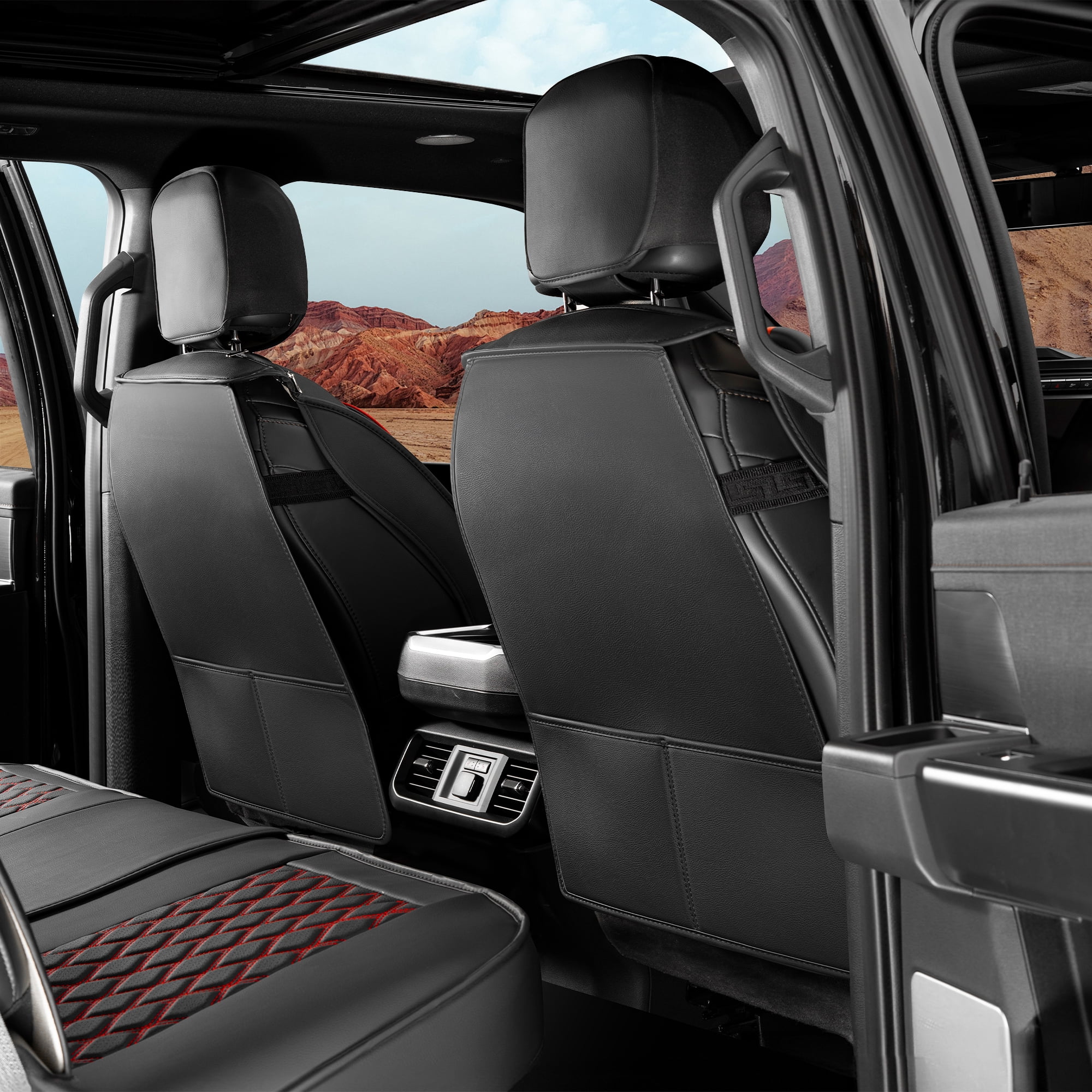 LINGVIDO F-150 Waterproof Faux Leather Automotive Seat Covers Fit for Ford 2009-2026 F150 F250 F350 F450 Super Duty Crew Cab XL XLT Lariat King Ranch Platinum