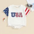 thumbnail image 2 of Okbabeha 100% Cotton One-Piece Romper Bodysuit, Embroidery USA White, 0-3 Months, 2 of 7