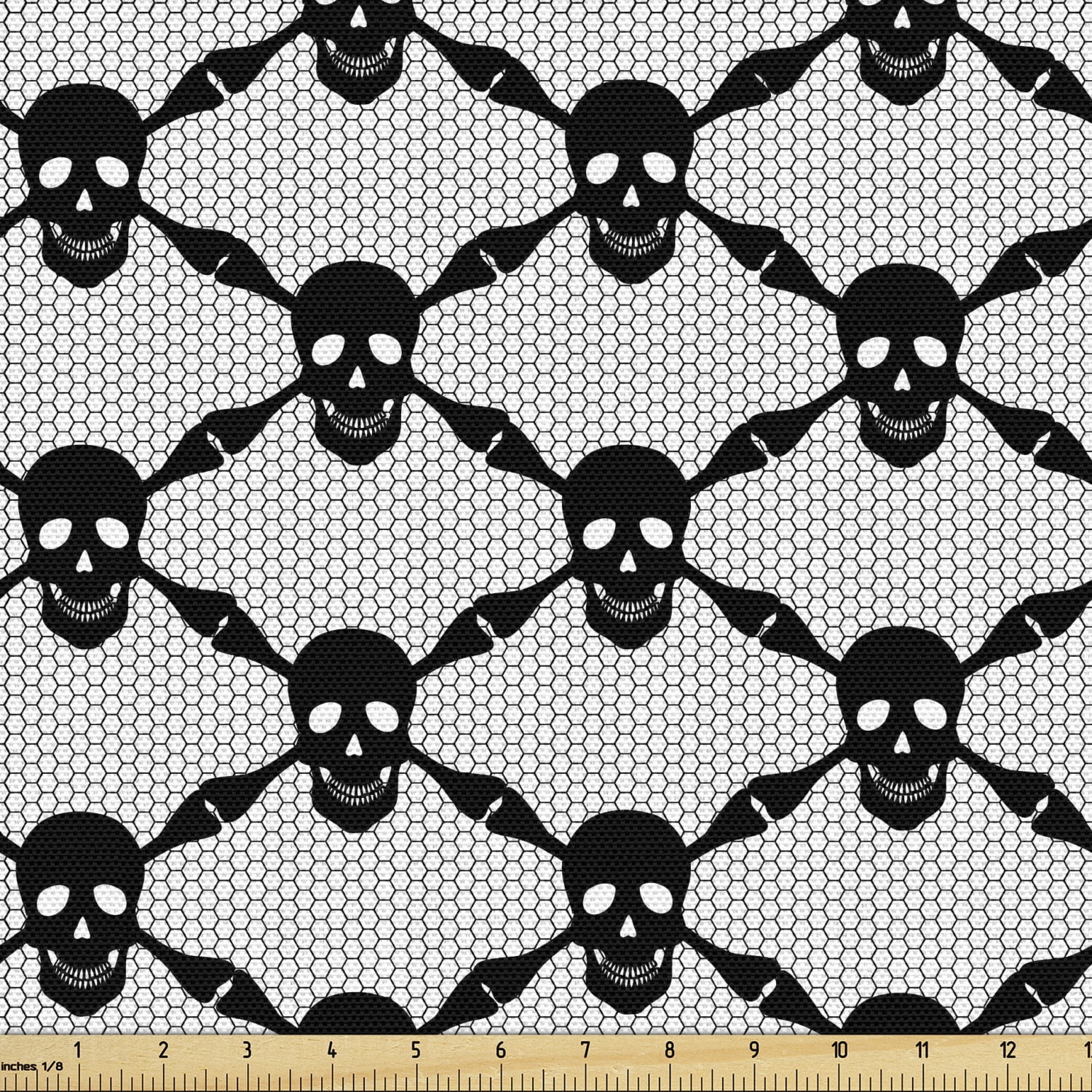 Halloween Mini Tossed Skulls & Bones 100% Cotton Fabric Select Your Size or By The Yard
