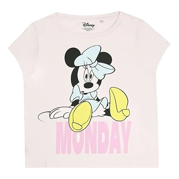 Disney - Set de Pijama Largo Monday de Minnie Mouse para Mujer (Crema, Negro, Blanco)