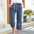 thumbnail image 1 of Pantalon Long pour Femmes à Taille Élastique avec Poches Décontractées, Imprimé, 1 of 4
