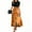 Orange, variant on WTOBBY Women's Elegant Halloween Print Dress Short Sleeve Round Neck Casual Belted Style with Vintage Theme and Comfortable Fit,Black L