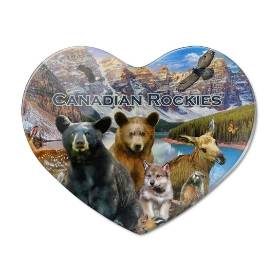 Canadian Rockies Mountain Range Animals Beer Wolf Moose Deer Heart Acrylic Fridge Refrigerator Magnet