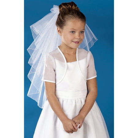 Wilton Tiered Rolled Edge Communion Youth Veil, White 120-269
