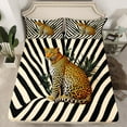 thumbnail image 2 of Feelyou 3D Jungle Leopard Bed Sheets, Cheetah Wildlife King Sheets, Fashion Stripes Abstract Sheet Set, Super Cozy Room Decor, 4-Piece, 2 of 7