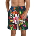 thumbnail image 2 of Uemuo Summer Birds and Flowers Pattern Men's Swim Trunks Hawaiian Beach Bathing Suit Swimsuits Beach Quick-Dry Shorts with Pockets-3X-Large, 2 of 9