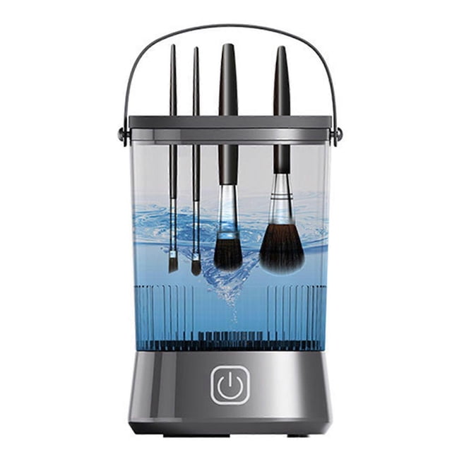 USB Portable Electric Makeup Brush Cleaner - 1200mAh Ultrasonic Cleaning Machine with Rubber Brush Holder Lid for All Types of Brushes
