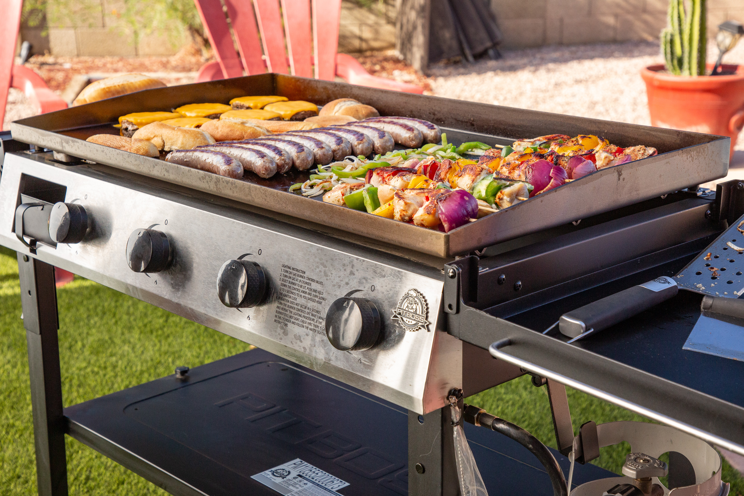 Pit Boss Deluxe 4-Burner Griddle w/ 2 Folding Side Shelves and Cover - PB757GD - image 5 of 6