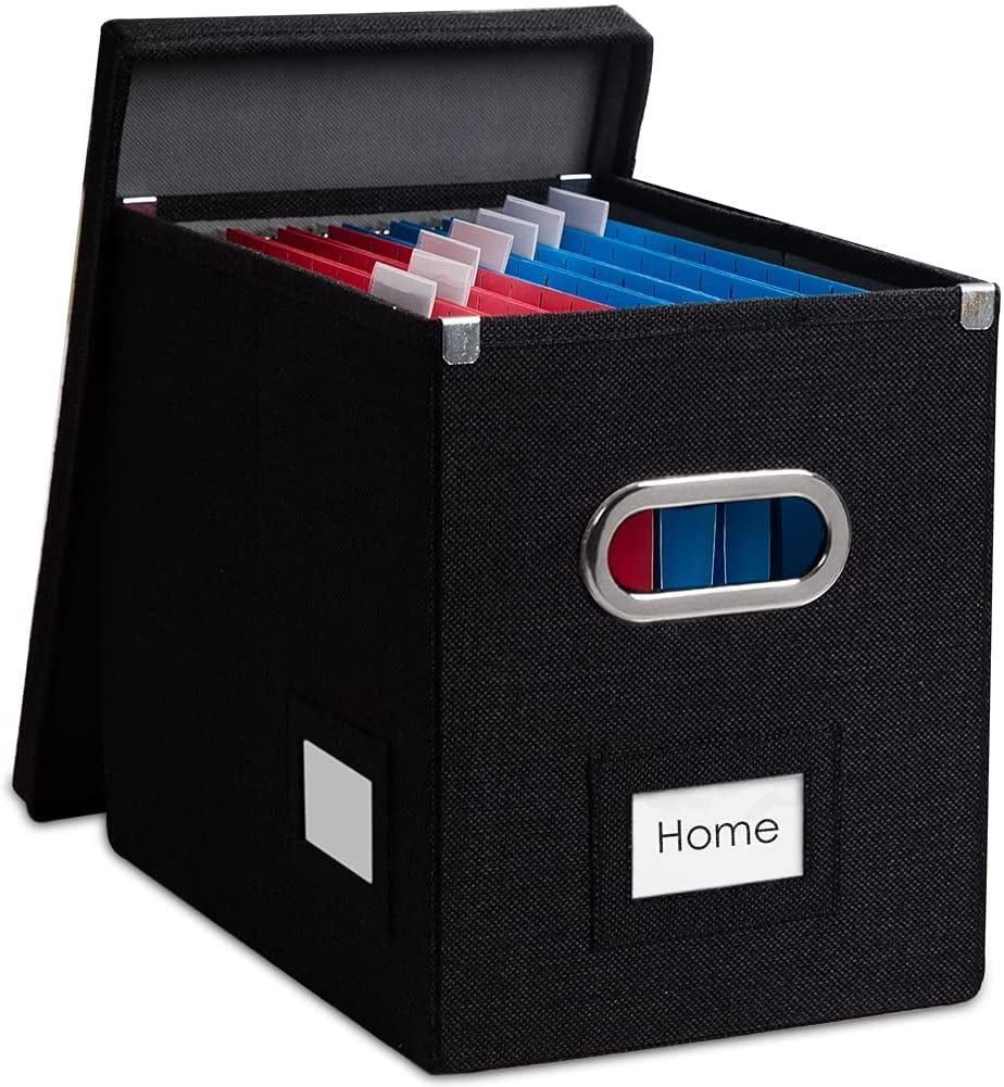 File Organizer Box Set of 1 Collapsible Decorative Linen Filing Storage
