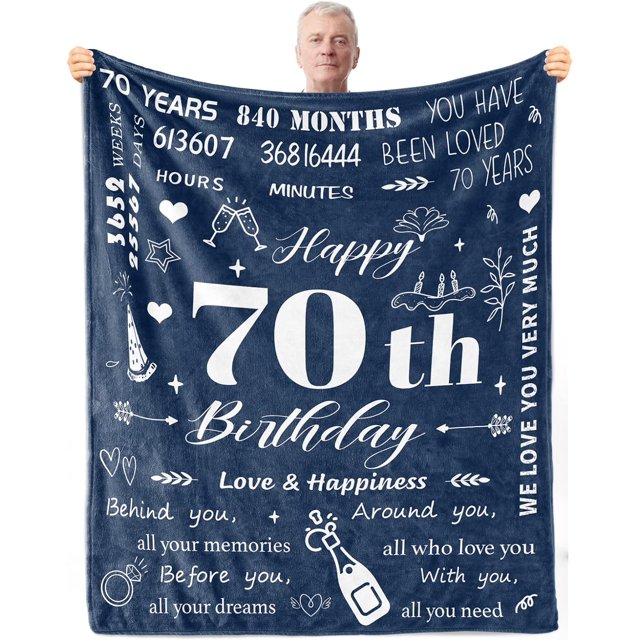 LHSHID 70th Birthday Gifts for Men Men 70th Birthday Decorations 70 Years Old Happy Birthday Blanket Birthday Gifts Ideas for Dad Husband Grandpa Soft Blanket 30"x40"