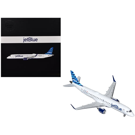 Embraer ERJ-190 Commercial Aircraft "JetBlue Airways" (N323JB) White with Blue Striped Tail "Gemini 200" Series 1/200 Diecast Model Airplane by GeminiJets
