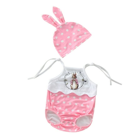 

Rovga Baby Girls Boys Easter Outfits Sleeveless Rabbit Romper Bodysuit Jumpsuit With Cute Bunny Hat 0-18M Girls Boys Romper&Jumpsuit