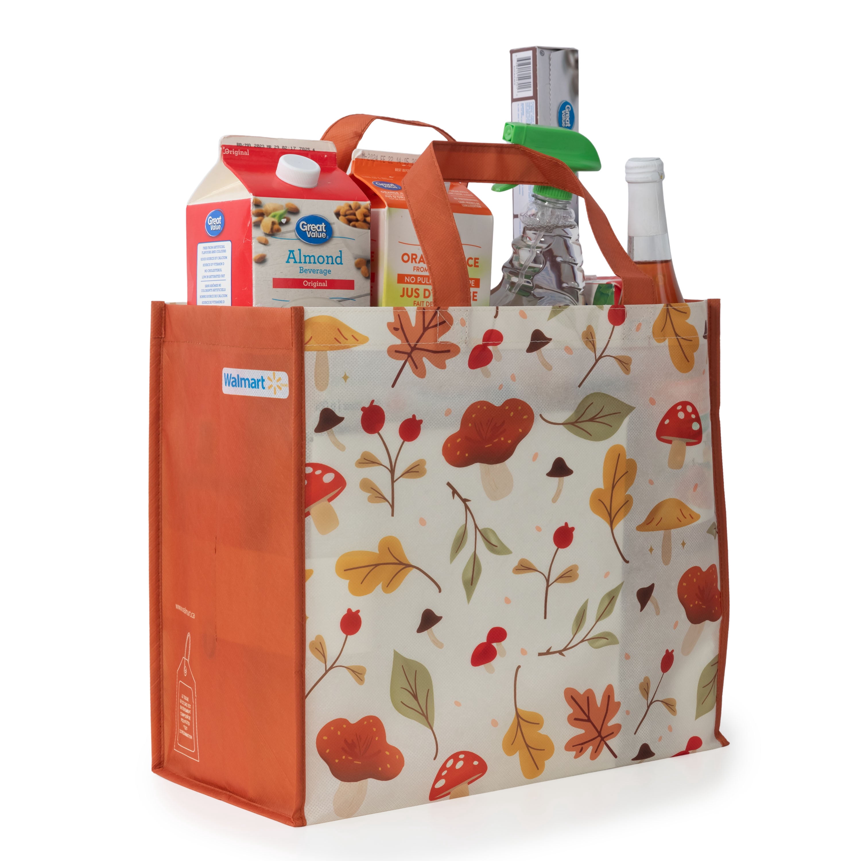 Sac d'Épicerie Réutilisable, Sac Fourre-tout Saisonnier d'Automne avec Porte-Bouteilles, Orange