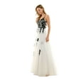 thumbnail image 3 of SAY YES TO THE PROM Womens White Embellished Zippered Cutout Tulle Mesh Sheer Lined Floral Spaghetti Strap V Neck Full-Length Formal Gown Dress 5\6, 3 of 4