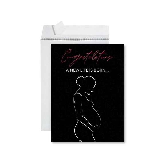 Koyal Wholesale Congratulations Jumbo Card With Envelope, A New Life Is Born, New Baby Pregnancy Announcement, 1-Pack