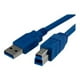 StarTech.com 6 ft Câble USB 3.0 SuperSpeed / 2M A à B - 1 - USB 3.0 A (Male) à 1 - USB 3.0 B (Male) (USB3SAB6) - Câble USB - Type USB A (M) à USB Type B (M) - USB 3.0 - 6 ft - Bleu - pour StarTech.com 4 Ports – image 2 sur 3