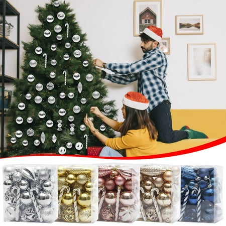 40pcs Christmas Ball Set in Gift Box Decorative Hanging Baubles for Tree Decorations Holiday Season and New Year Party Window Display Festive Scene Displays Ihhxbz | Blue