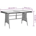 thumbnail image 3 of vidaXL Garden Table Grey 130x70x72 cm Poly Rattan & Solid Acacia Wood, 3 of 3