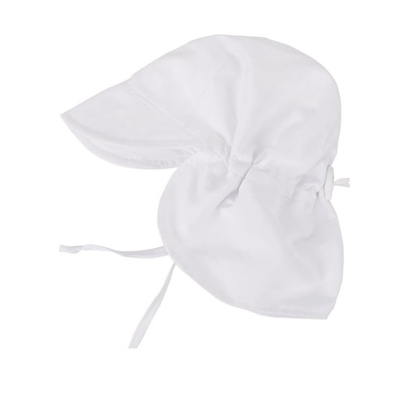 SimpliKids UPF 50  UV Ray Sun Protection Baby Hat w/ Neck Flap & Drawstring,White,2-4 Years