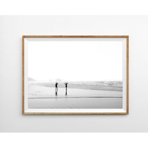 Surf Art Beach Poster Black And White Horizontal Print Bedroom Decor Coastal Surf Poster California Wall Art, Modern Wall Decor, 8x12 UNFRAMED