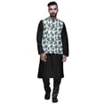 thumbnail image 1 of Atasi Mandarin Collar Traditional Solid Kurta Pajama With Printed Jacket Set, 1 of 3