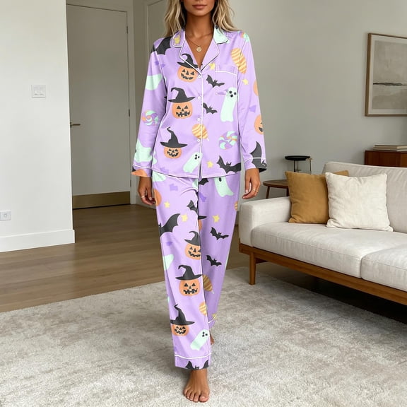 Elvqul Women's Soft Breathable Pajama Set with Long sleeve top and Long pants