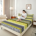 thumbnail image 6 of Manfei Bohemian Damask Khaki Full Size Sheets, Fashion Zebra Print Bed Sheets, Modern Stripes Abstract Sheet Sets, Breathable Home Decor, 4-Piece, 6 of 7