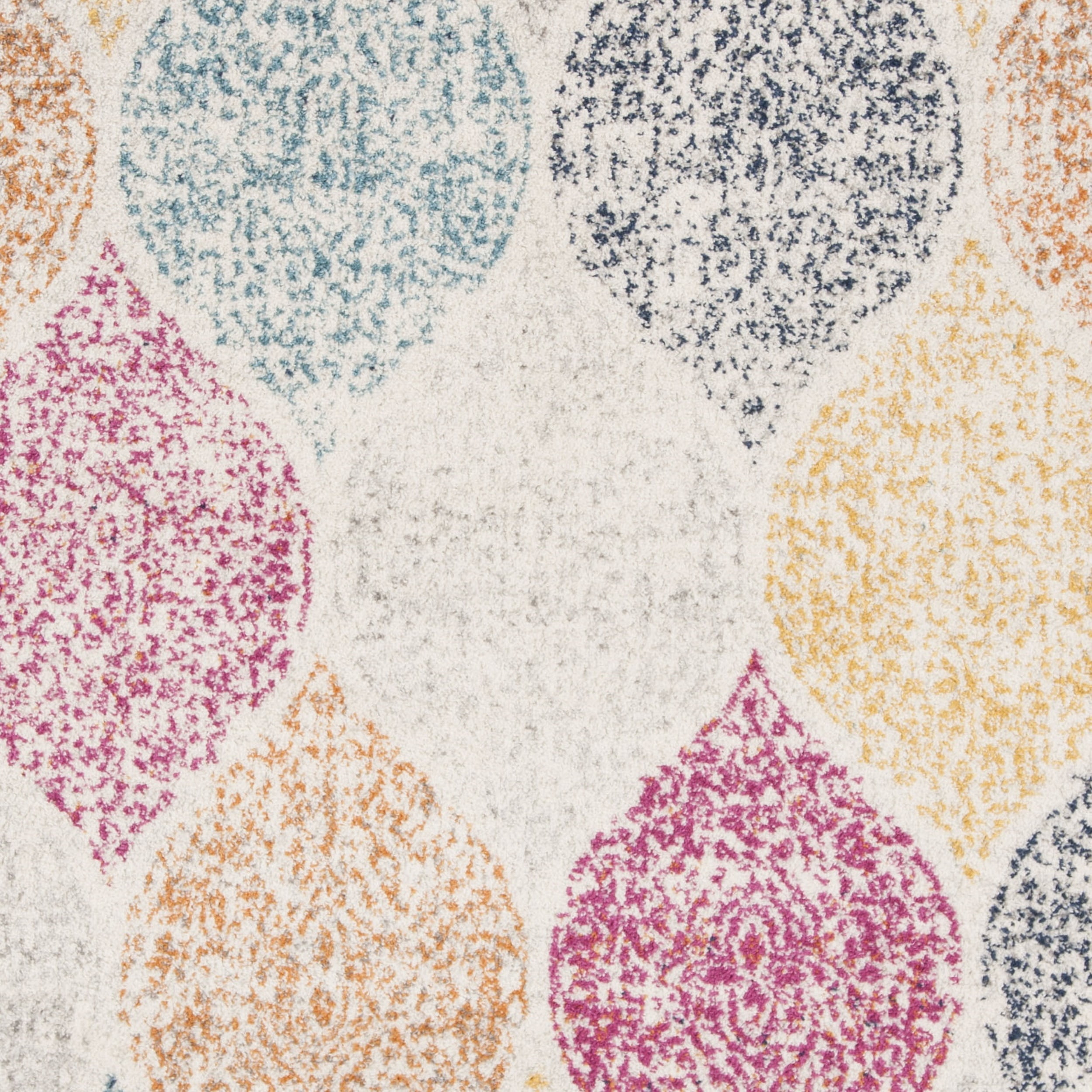 SAFAVIEH Madison Leighton Geometric Area Rug, Cream/Yellow, 5'3" x 5'3" Round