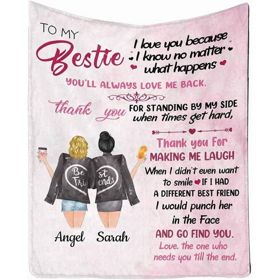 XZYG Personalized Blanket to my bestie from best friend Thank You for making me laugh Blanket Throws Gifts for Women best Friend Siter(30*40inch)