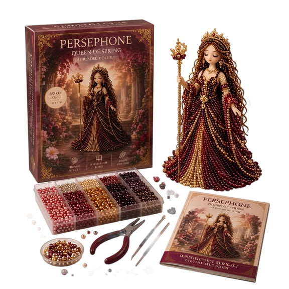 DIY Bead Doll Figure Kit Inspired Spring Queen Craft Set with Beads Tools Instruction Book for Adult Handcraft Display