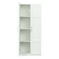 thumbnail image 5 of 2 IN1 High Wardrobe & Kitchen Cabinet with 2 Doors and 3 Storage Shelves, 70.87" Wooden Freestanding Floor Storage Cabinet, Modern Space Saving Entryway Cupboard for Living Room Bathroom, White, 5 of 6