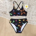 thumbnail image 2 of HAOTAGS Girls Two Piece Swimsuit Set,Halter Strapsswimsuit Quick Dry Printed Comfort Swim Suit Black 10, 2 of 9