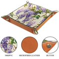 thumbnail image 3 of Women Girls Leather Square Dish Trinket Plate Jewelry Tray for Mothers Day Birthday Gift, Purple Wisteria Flowers Pattern, 3 of 6