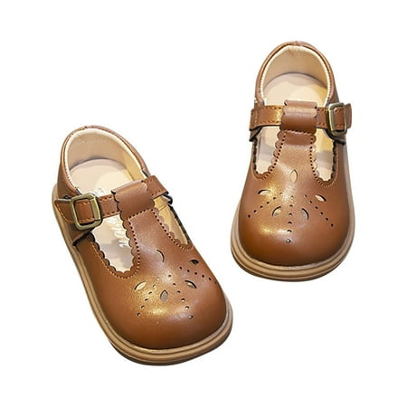 

Rrunsv Girls Shoes Girls Sandal Open Toe Ankle Strap Dress Shoes for Kids in Wedding Party Brown 23