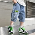 thumbnail image 2 of Gubotare Boys Bermuda Gradient Jeans Kids Vintage Elastic High Waist Washed Distressed Denim Shorts Teen Casual Y2k Jorts 5T 6T (Blue,5-6 Years), 2 of 6