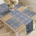 thumbnail image 2 of Ambesonne Geometric Table Runner & Placemats, Abstraction of Shapes, Placemat 4 pcs + Runner 12"x90", Beige and Navy Blue, 2 of 2