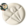thumbnail image 1 of Dvruxg 3-Compartment Divided Tableware Set – Microwave Safe Fiber Plate with Spoon, Fork & Chopsticks – Meal Tray, 1 of 5
