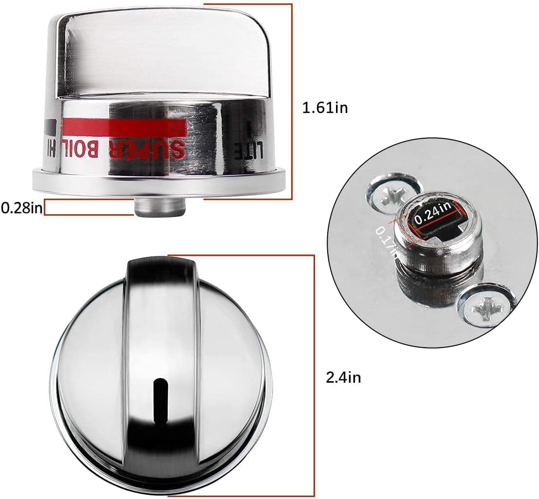 Aniceparthy DG64-00473A Burner Control Dial Knob Range Oven Replacement EBZ37189611(4pcs) Gas Stove Knobs EBZ37189609(1pcs) Gas Stove Burner Replacement Knobs