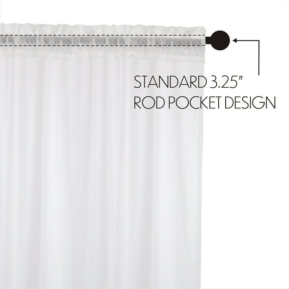 VHC Brands Sheer Solid Color Cotton Farmhouse Kitchen Curtains Rod Pocket Ruffling 24x36 Tier Pair, Soft White