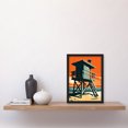 thumbnail image 2 of Lifeguard Tower Seascape Pastel Colour Orange Teal Blue Beach Bathroom Artwork Framed Wall Art Print A4, 2 of 4